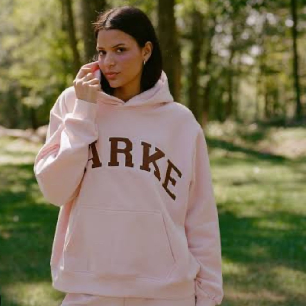 PARKE Women's Pink and Mocha Hoodie XXL